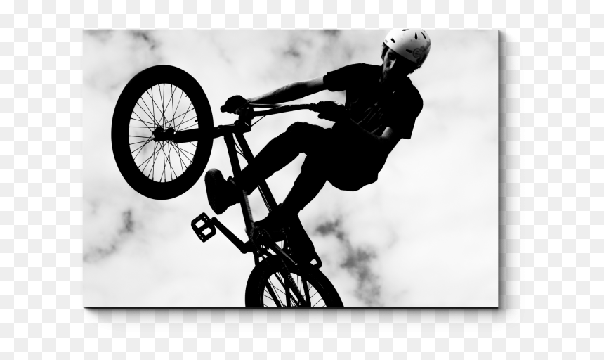 Bmx Bike Silhouette Black And White Freestyle Bmx Bicycle - Bicycle, HD Png Download - bmx bike png