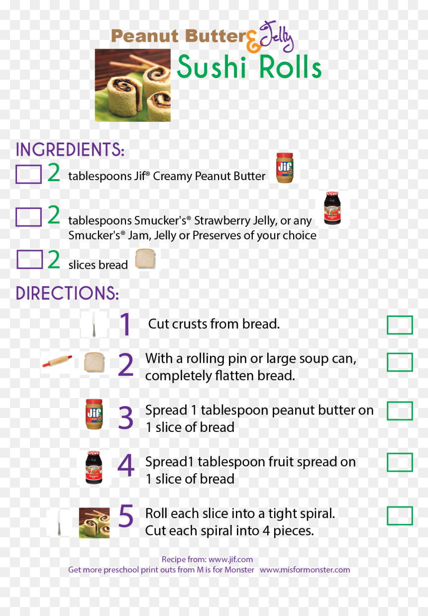 Peanut Butter And Jelly Sushi Rolls, Recipe Book And - Peanut Butter And Jelly Sushi, HD Png Download - peanut butter and jelly png
