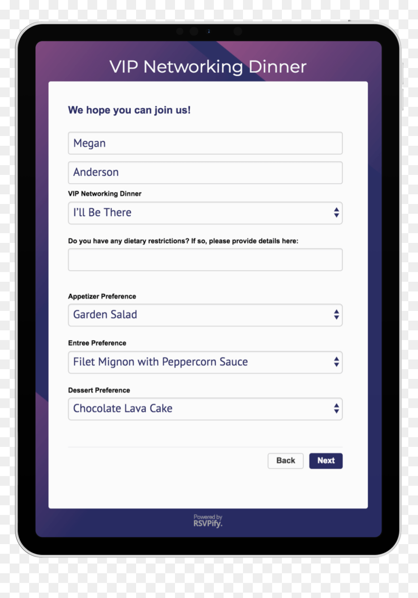 Dietary Preferences Form, HD Png Download - rsvp png