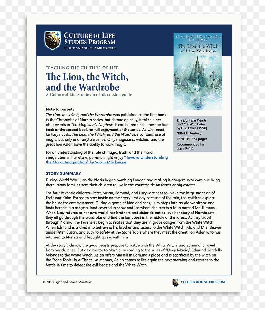 Book Discussion Guide - Witch And The Wardrobe Book, HD Png Download - narnia png