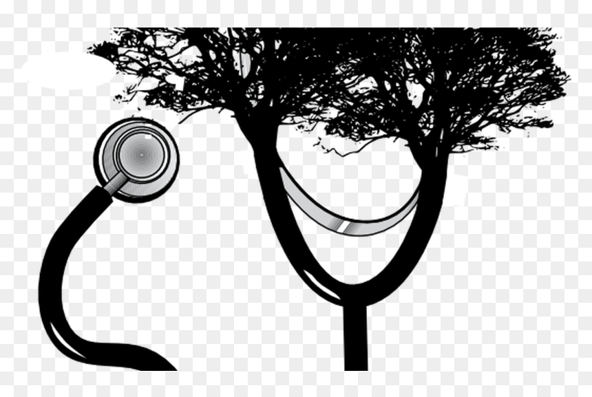 Stethoscope Apple Banner Freeuse Techflourish Collections - Green Trees Silhouette Transparent, HD Png Download - apple silhouette png