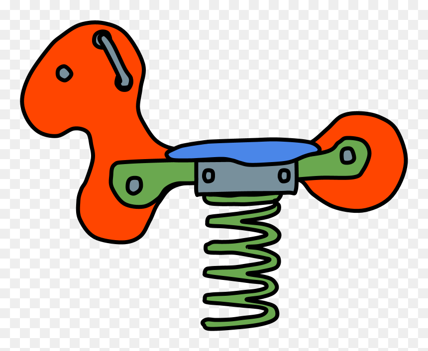 Rocking Horse, Springs, Orange, Green, HD Png Download - rocking horse png