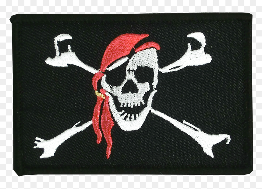Pirate With Bandana Flag Patch - Jolly Roger, HD Png Download - pirate patch png
