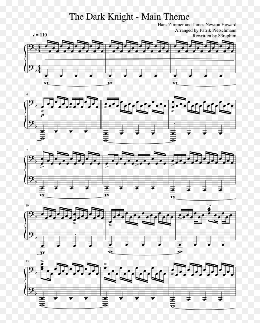 Partitura The Dark Knight, HD Png Download - the dark knight png