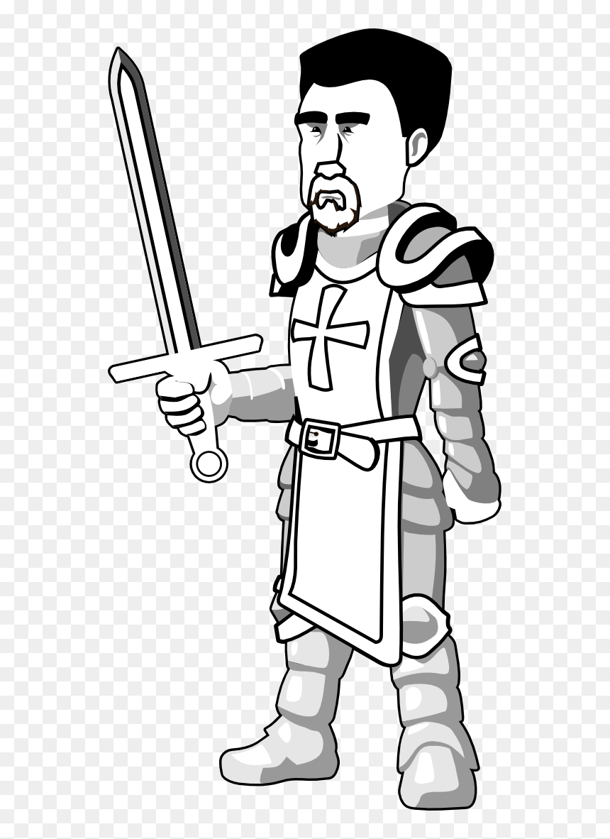 Knight Black White Line 555px - Knight Clipart Black And White, HD Png Download - knight clipart png