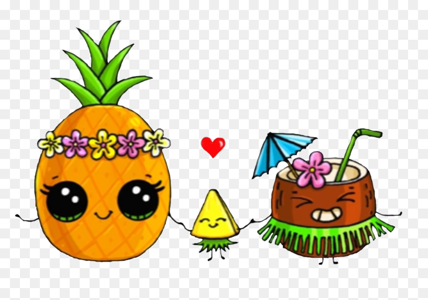 #lai #luau #pineapple #coconut #hulua #mydrunkenmonkey - So Cute Drawings Food, HD Png Download - cartoon pineapple png
