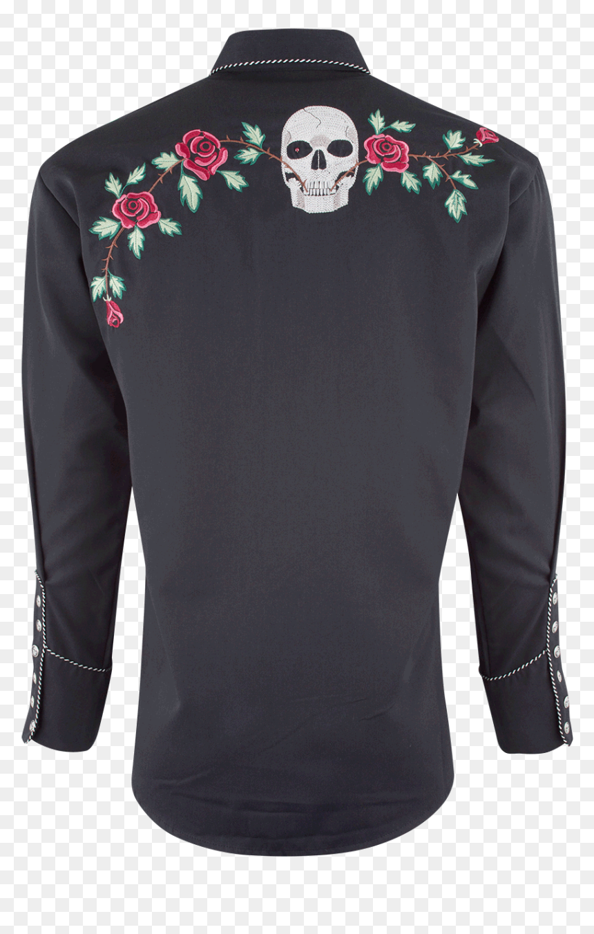 Long-sleeved T-shirt, HD Png Download - skull and roses png