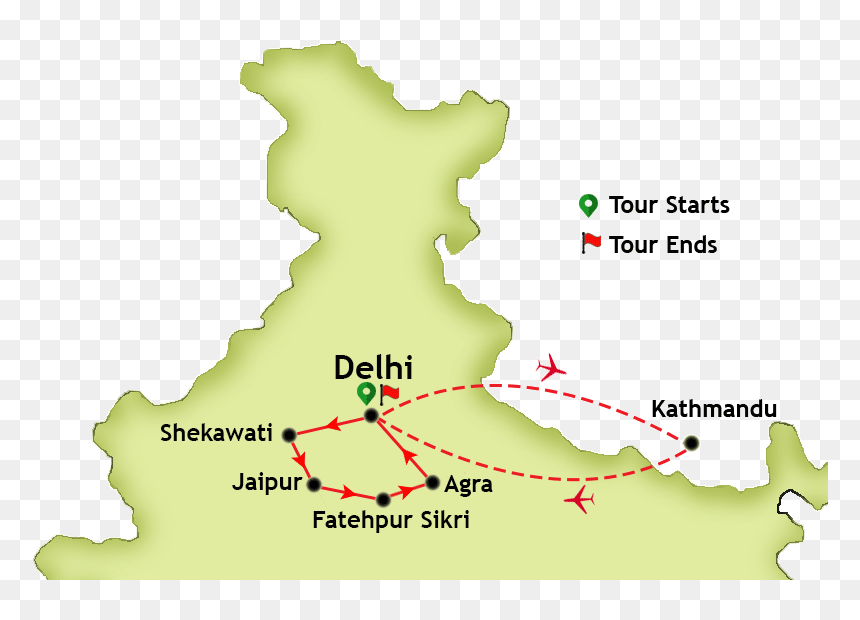 Golden Triangle Haryana Nepal Kerala Holi Udaipur Clipart - Ankleshwar In India Map, HD Png Download - nepal png
