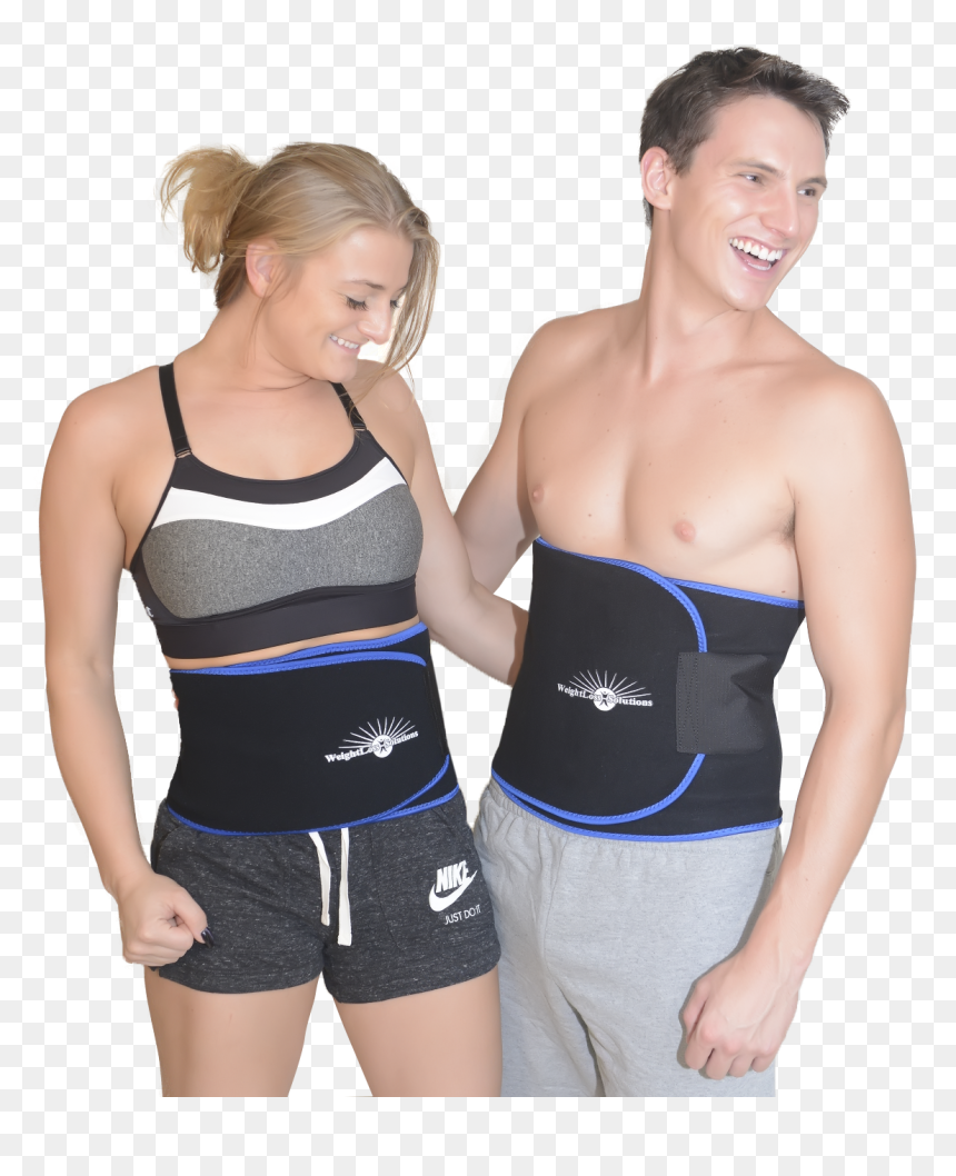 Happy Fit Couple Wearing Waist Trimmer Sauna Belts"
 - Girl, HD Png Download - fitness couple png