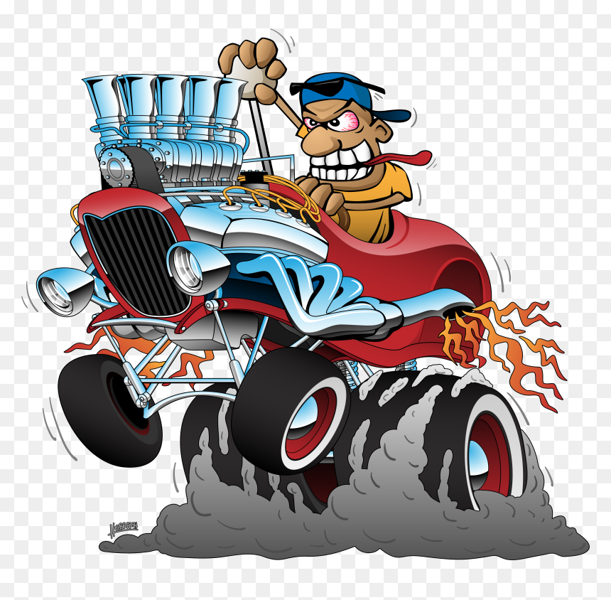 Hot Rod Cartoon , Transparent Cartoons - Hot Rod Santa Claus, HD Png Download - hotrod png