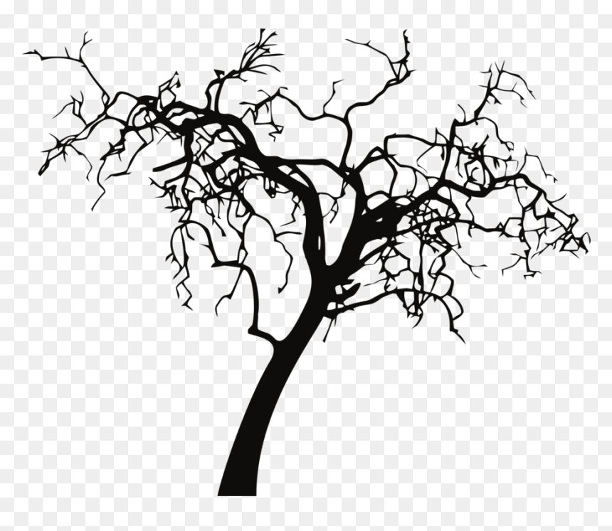 Line Art,plant,leaf - Silhouette, HD Png Download - tree line silhouette png