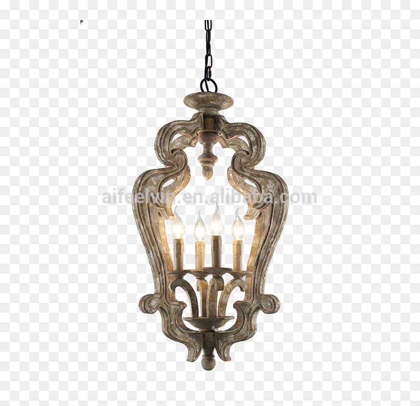 Industrial Vintage Decorative Lamp Holder Wood Lamp - Chandelier, HD Png Download - ceiling lamp png