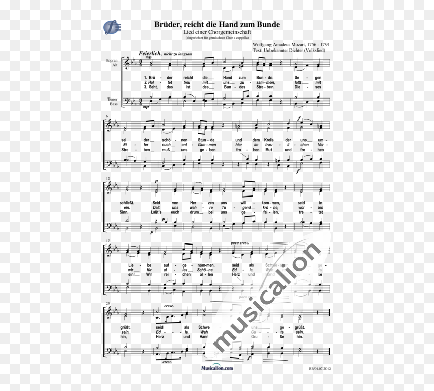 Mozart, Wolfgang Amadeus - Lied Danket Dem Herrn Wir Danken Dem Herrn, HD Png Download - mozart png