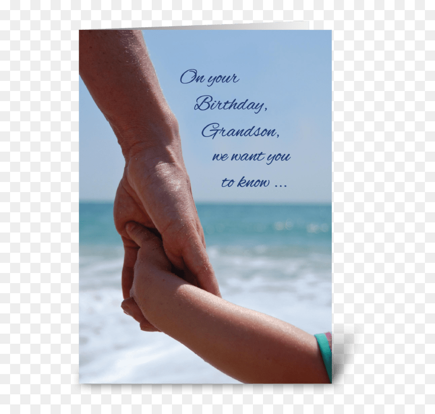 Grandson Child Birthday Holding Hands Greeting Card - Happy Birthday Son With Roses, HD Png Download - hand holding card png