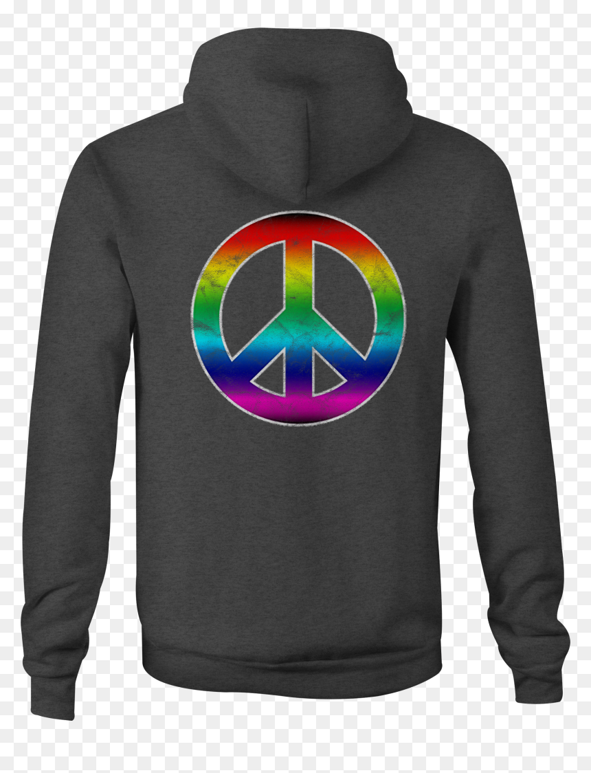 Motorcycle Zip Up Hoodie Rainbow Colorful Peace Sign - Navy Seal Hoodie, HD Png Download - gay rainbow png