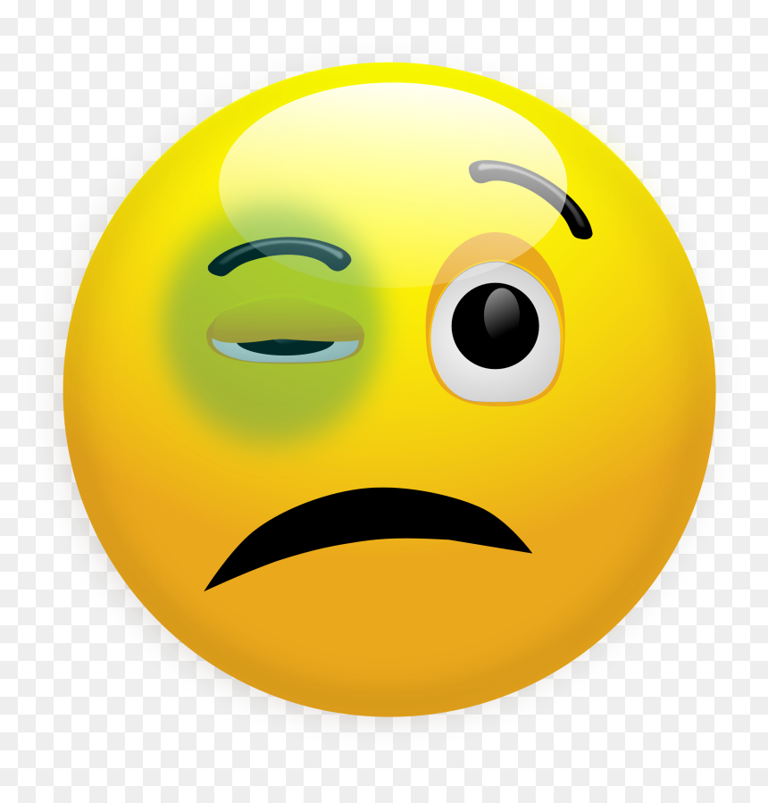 Emoticon,smiley,yellow - Black Eye Clip Art, HD Png Download - frown face png