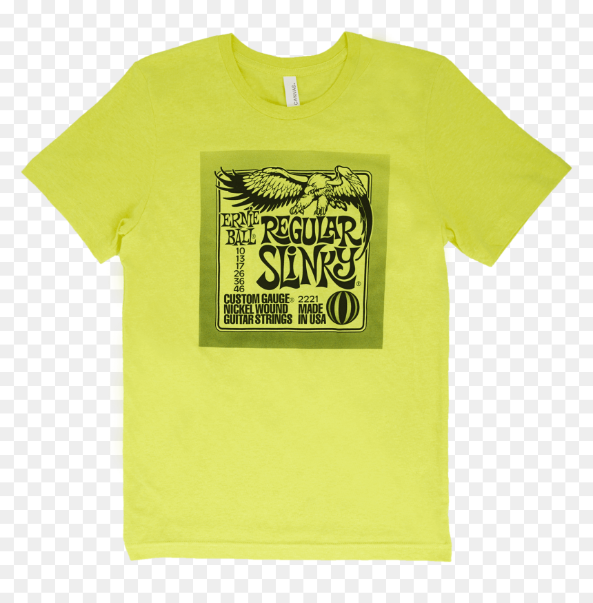 Regular Pack T-shirt Yellow Small Front - Ernie Ball Strings, HD Png Download - slinky png