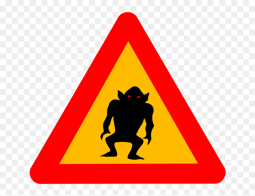 Silhouette,triangle,area - Warning Sign, HD Png Download - monster silhouette png