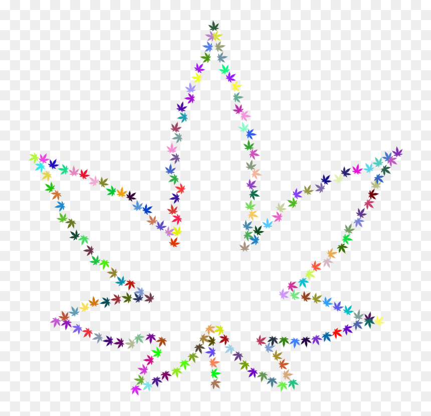 Line,art,symmetry - Outline Of Cannabis, HD Png Download - pot leaf outline png