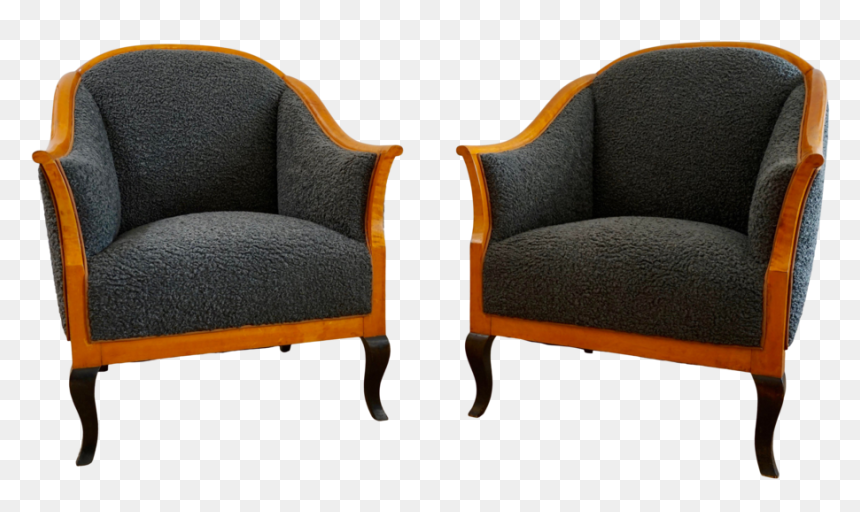 1970s Vintage Biedermeier Revival Club Chairs A Pair, HD Png Download - vintage couch png
