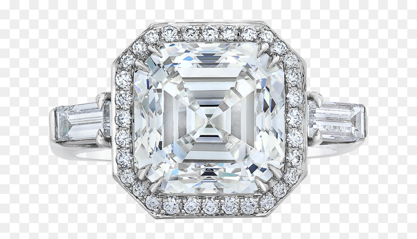 Asscher Cut Hex Ring Front - Engagement Ring, HD Png Download - light ring png