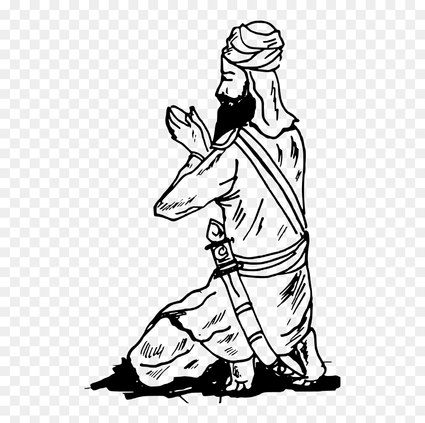 This Png File Is About Outline , Religion , Pray , - Sikhism Black And White, Transparent Png - people outline png