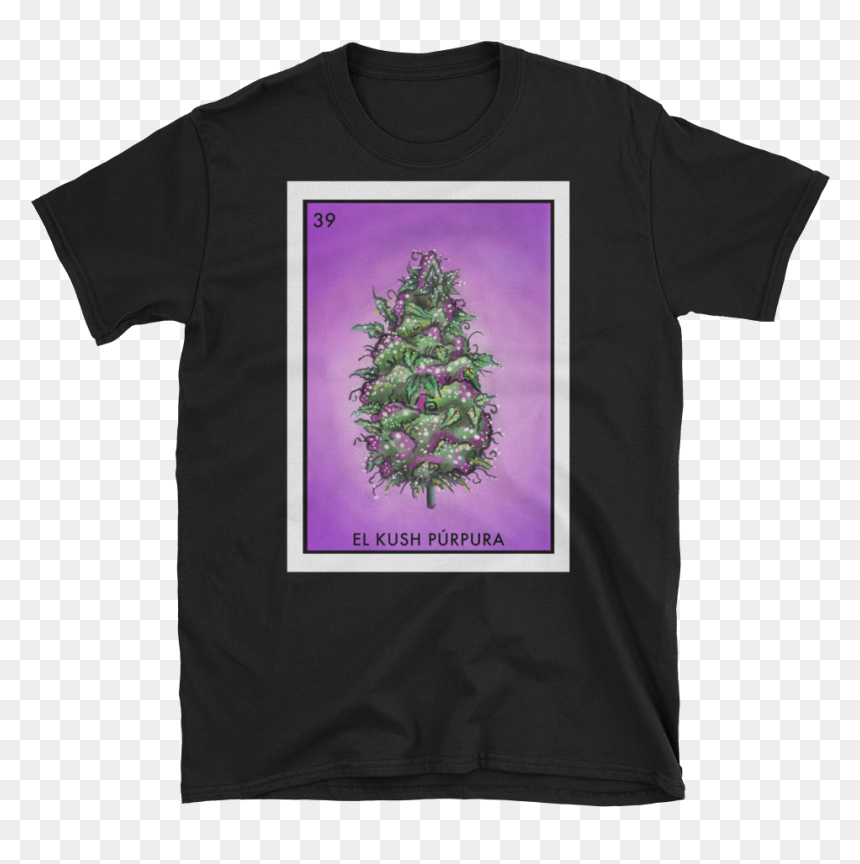 El Kush Purpura Mockup Front Flat Black - T-shirt, HD Png Download - kush png