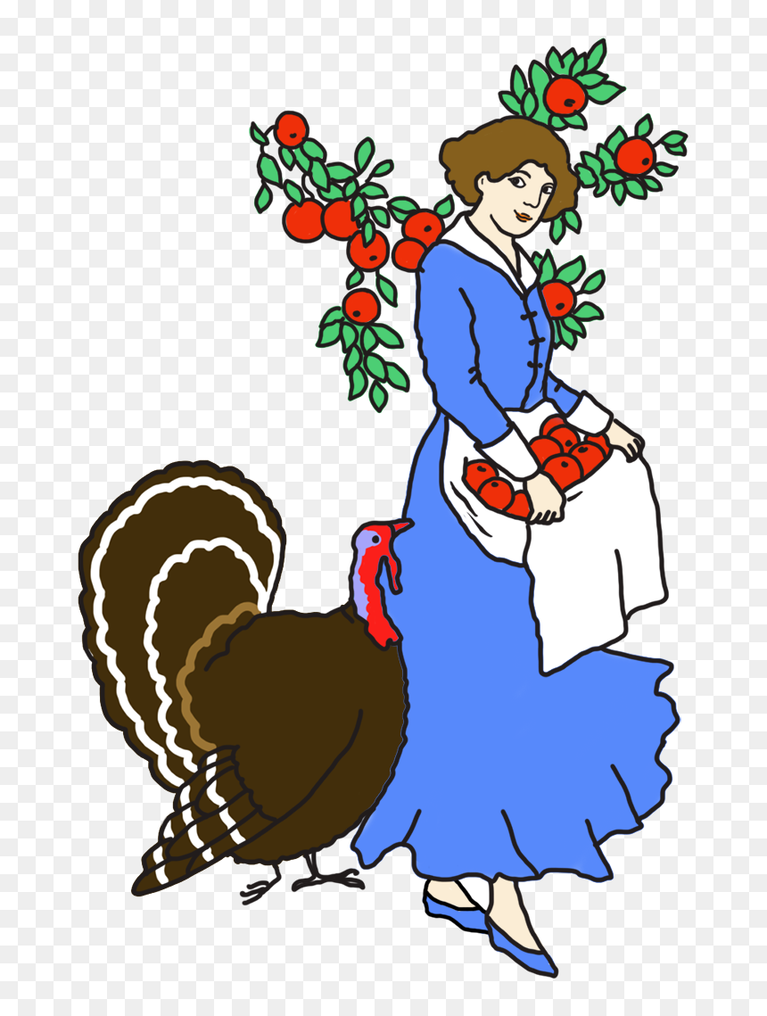 Woman With Apples And Turkey - Clip Art, HD Png Download - funny turkey png