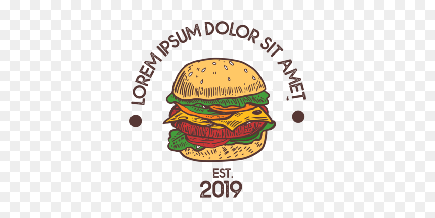 Hand Drawn Logo Burger Burger Logo Illustrations Hand - Cheeseburger, HD Png Download - burger vector png