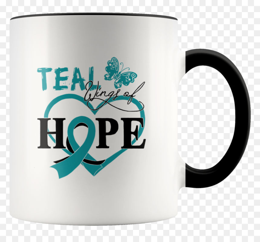 Teal Wings Of Hope - Birthday Mug Gift Ideas, HD Png Download - ovarian cancer ribbon png