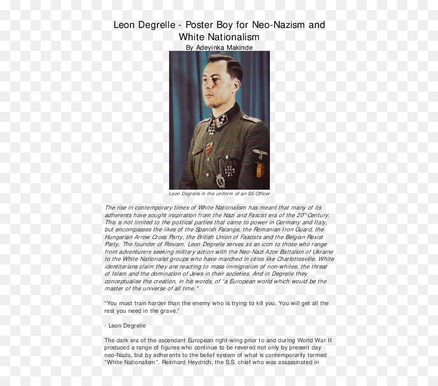 Leon Degrelle, HD Png Download - nazi uniform png