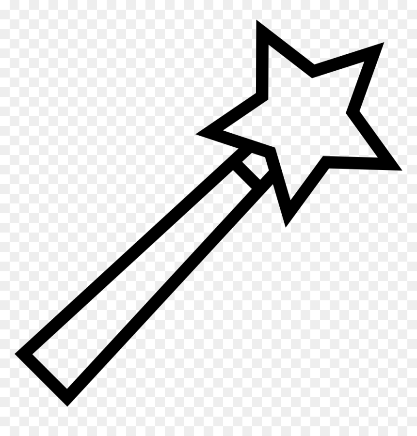 Magic Wand Outline Comments - Fairy Wand Clipart Black And White, HD Png Download - moon outline png