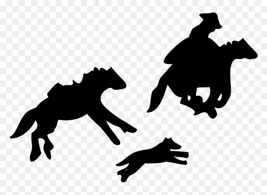 Cowboy Running Png, Transparent Png - running horse silhouette png