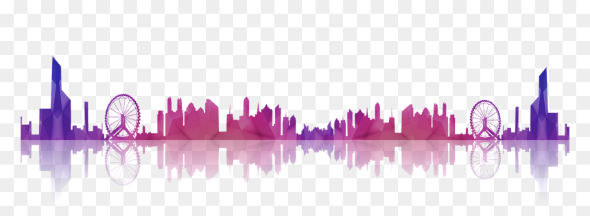 City In Pink And Purple, HD Png Download - city silhouette png