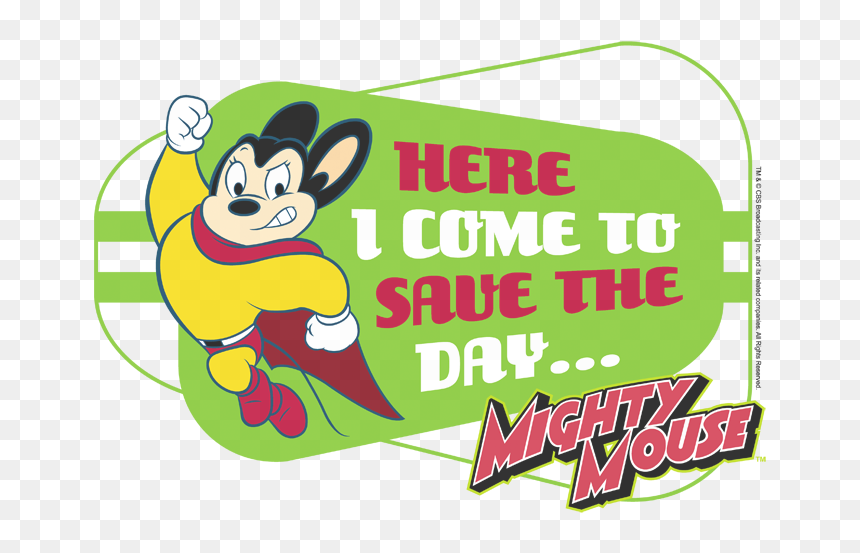 Mighty Mouse Here I Come Youth T Shirt - Cartoon, HD Png Download - mighty mouse png