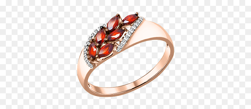 Lady´s Ring In Red Gold Of 585 Assay Value With Garnet, - Pre-engagement Ring, HD Png Download - gold underline png