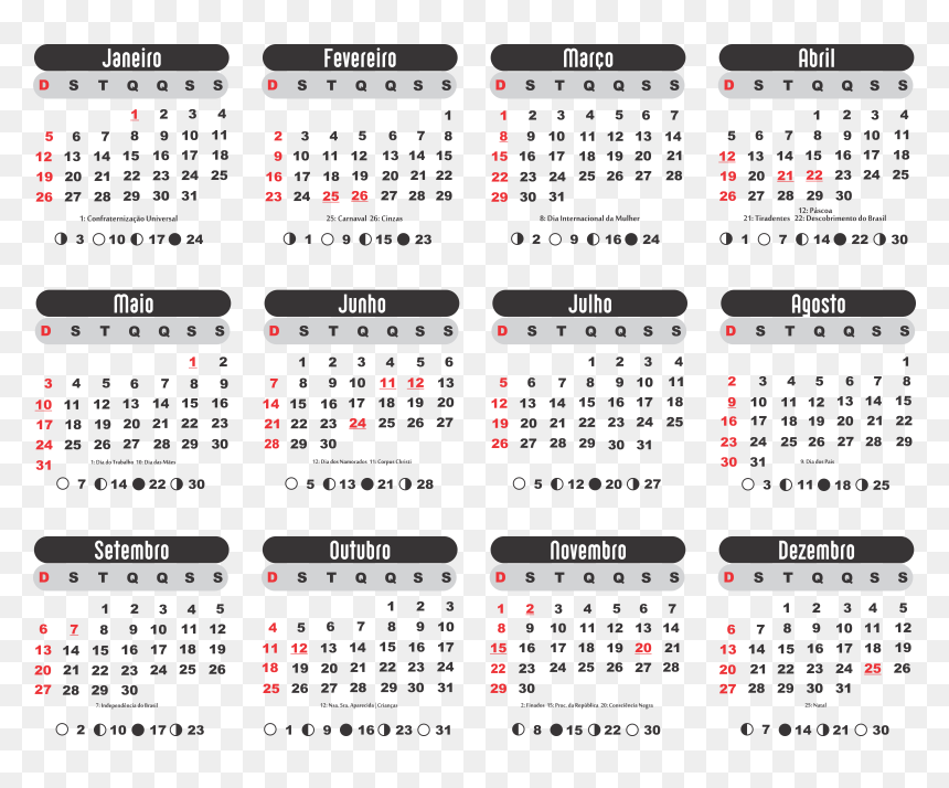 Grade Calendário 2018 Preto - Calendario 2019 Png Brasil, Transparent Png - calendario 2018 png