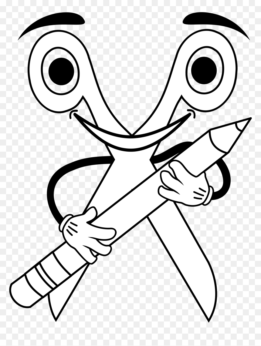 Openclipart Coloring Book Logo - Scissors Cartoon Vector Lineart, HD Png Download - dotted line box png