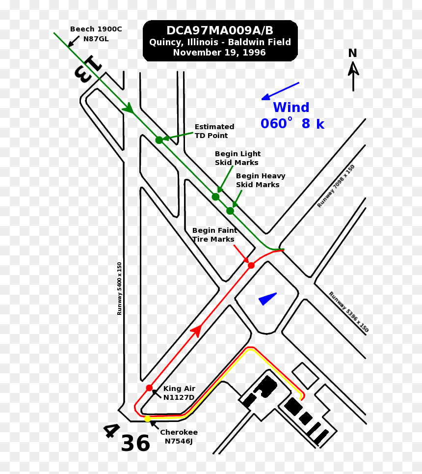 Great Lakes Air Flight 5925 Diagram - Quincy Airport Crash, HD Png Download - skid marks png