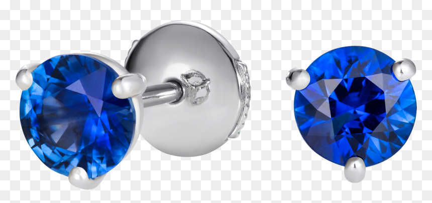 Solitaire Sapphire Stud Earrings - Diamond, HD Png Download - stud earring png