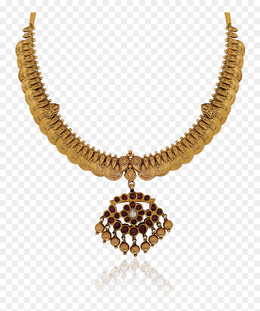 Antique Ruby Kasumalai Necklace, HD Png Download - gold chain necklace png
