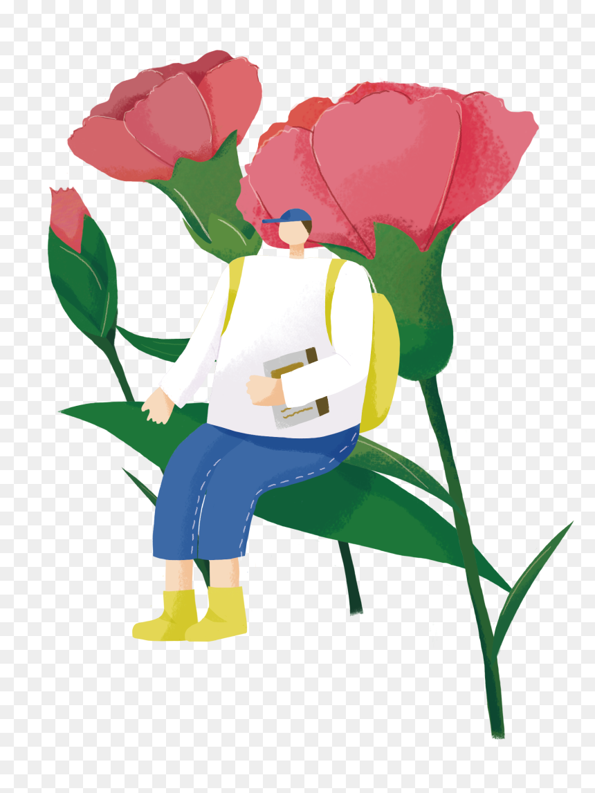Hand Drawn Cartoon Flower Decoration Vector, HD Png Download - drawn flower png