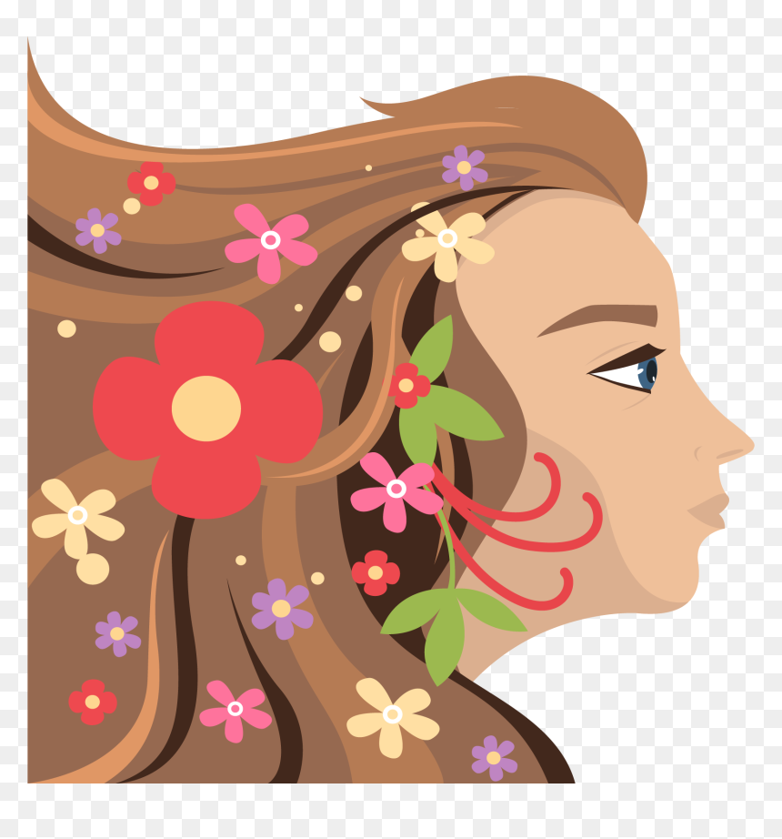 Woman Poster Curls Long International Womens Fluttering - Mulher Cabelo Flores Vetor, HD Png Download - curls png