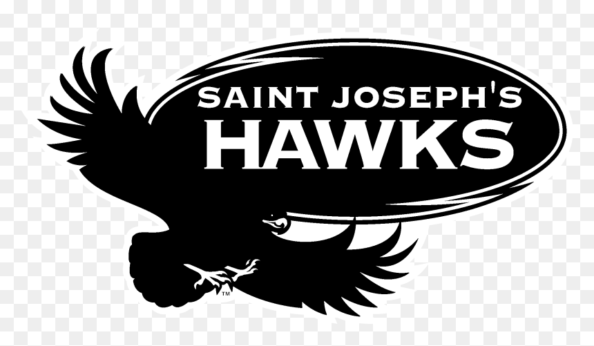 Saint Joseph"s Hawks Logo Black And White - Saint Joe's Black And White Logo, HD Png Download - red tailed hawk png
