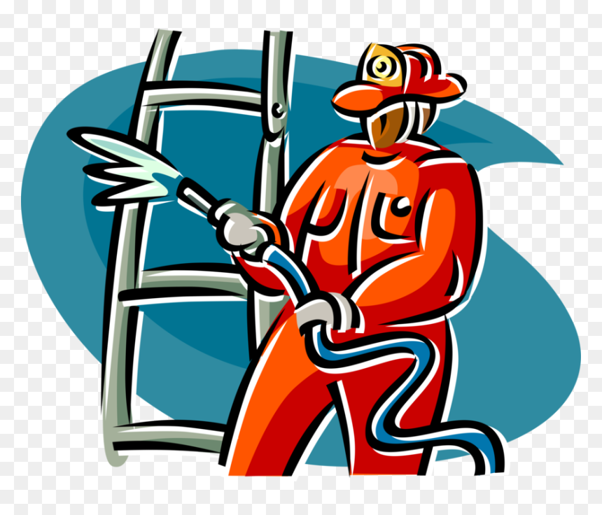 Vector Illustration Of Firefighter Fights Fire With, HD Png Download - firefighter clipart png