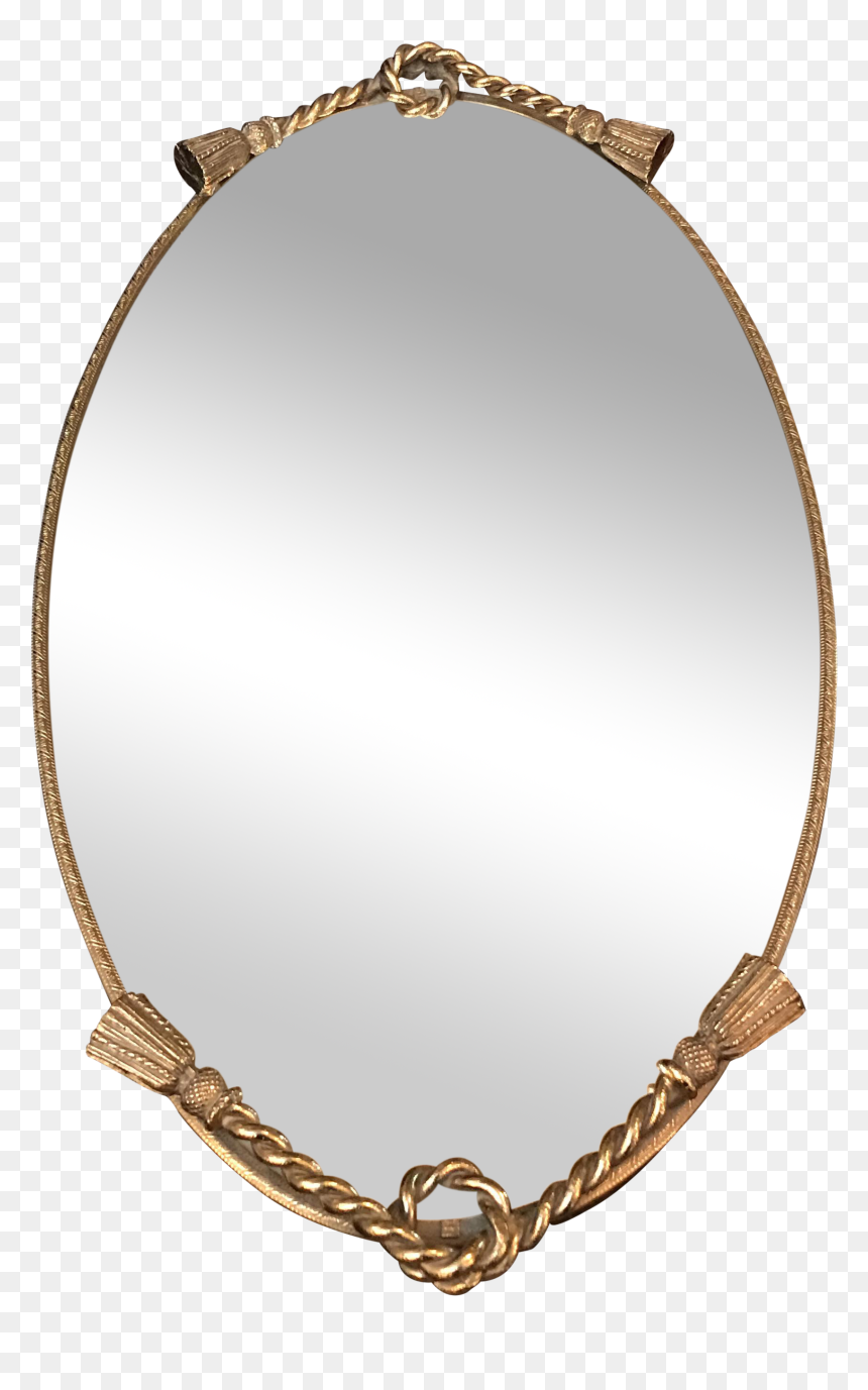 Tray Brass Mirror Oval M Chairish - Circle, HD Png Download - silver tray png