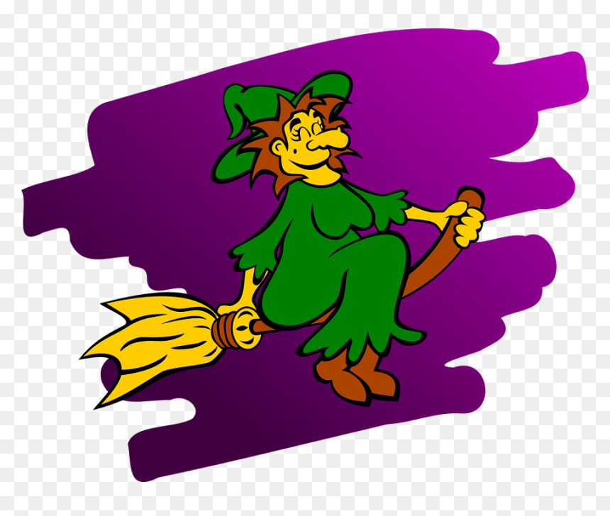 Witch Broom Flying - Witch On A Broom Coloring Page, HD Png Download - witches broom png
