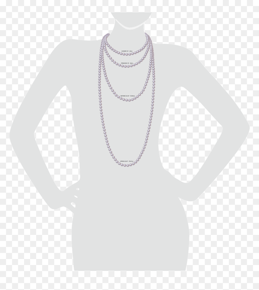 Necklaces Length Silouhette - Necklace, HD Png Download - white pearls png