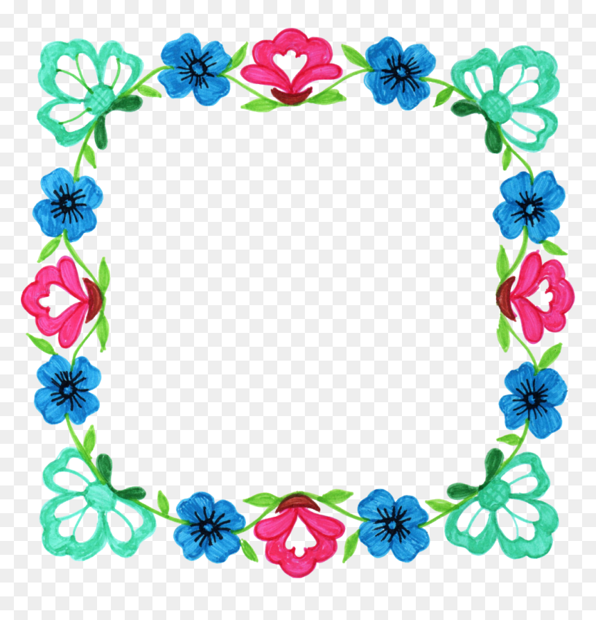 Transparent Square Frame Clipart - Frame Flower Png Square, Png Download - square design png