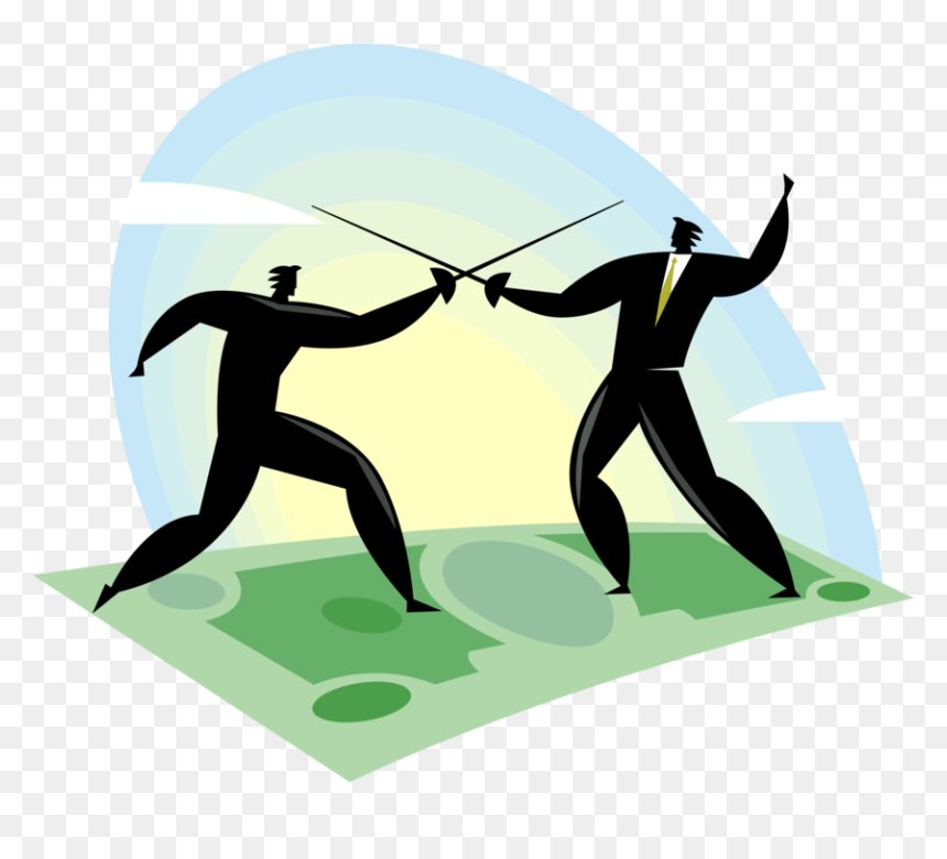 Vector Illustration Of Business Competitor Fencers - Illustration, HD Png Download - dollar vector png